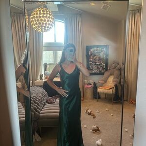 Lulu's Emerald Satin Maxi Dress